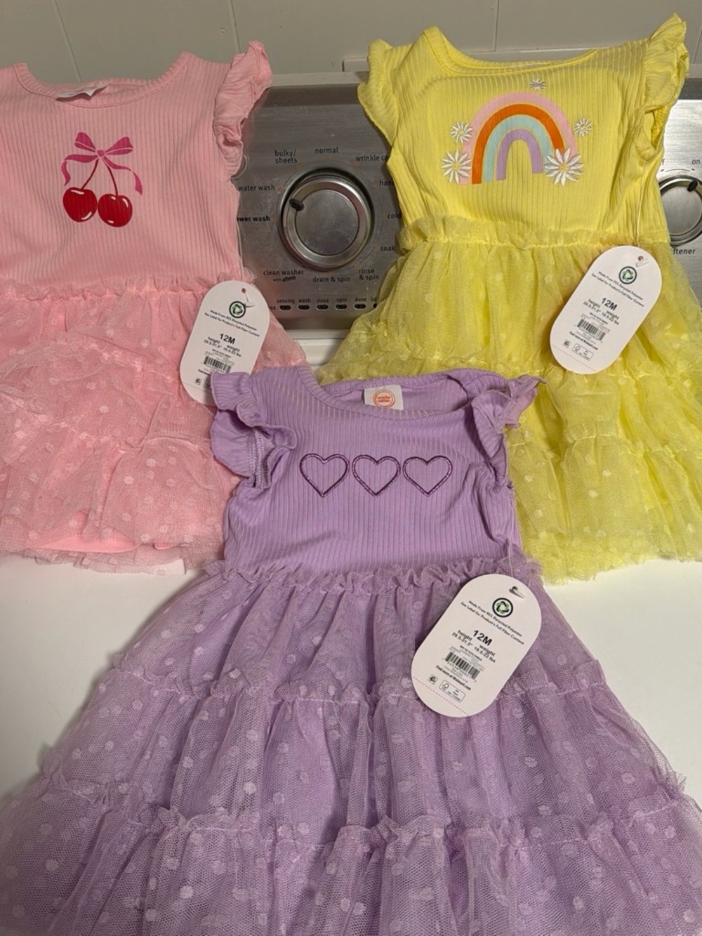 Kids Flutter Sleeve Tiered Tulle Dresses - bundle